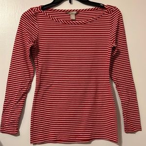 Banana Republic Petite XS Red/White Stripes Boatneck Top